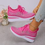 Ins Rhinestone Sneakers Fashion Lace Up Women's Sports Shoes