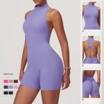 Fitness Yoga Jumpsuit With Zipper Summer Backless