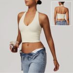 Women's Halter Cropped Top Beauty Back Yoga Bra Sports