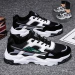 Black White Lace-up Sneakers Men Outdoor Breathable Shoes